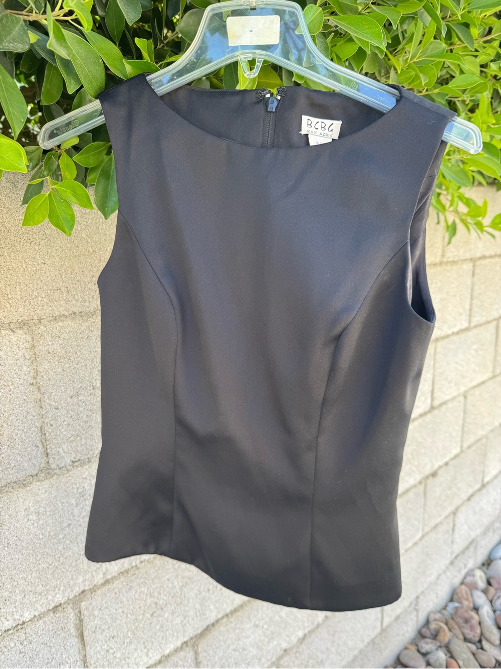 Vintage BCBGMaxAzria tailored Black Sleeveless top sleek minimalist made in USA
